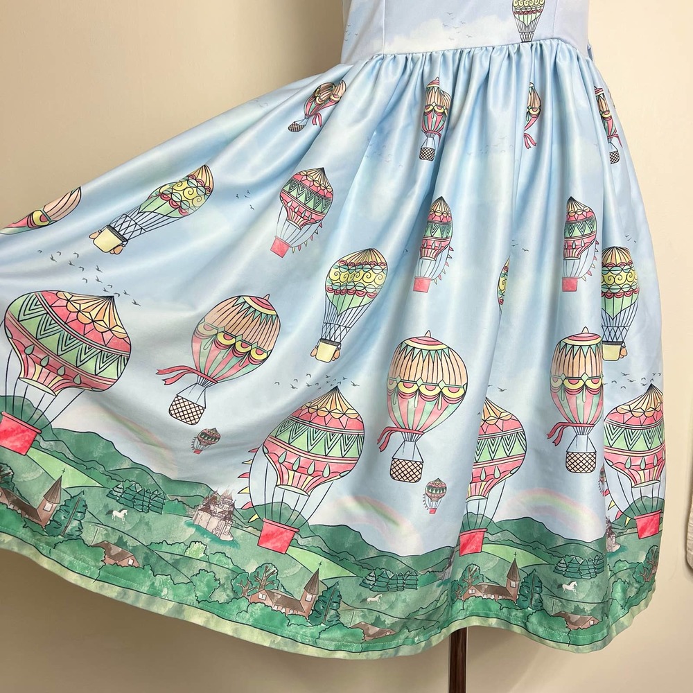 Lindy Bop Light Blue Hot Air Balloon Swing Dress - Picture 2 of 6